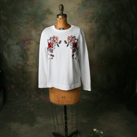 KappAhl Floral Embroidered Unbanded Sweatshirt S - Picture 2 of 10